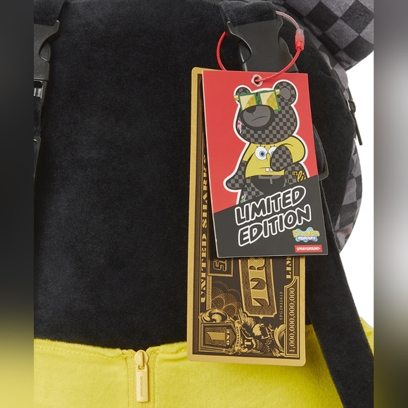 🩷SPRAYGROUND🩷😊 Spongebob😊 SquarePants Money Bear Backpack,grey checker pants - Picture 9 of 15